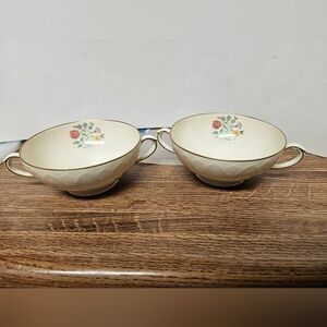 Vintage pair of "Lady Hamilton" Community China 2-Handled cups
